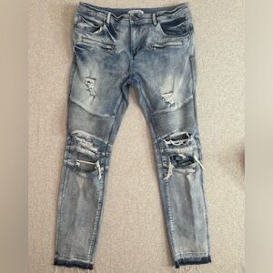 Men's Skinny Distressed Light Blue Jeans